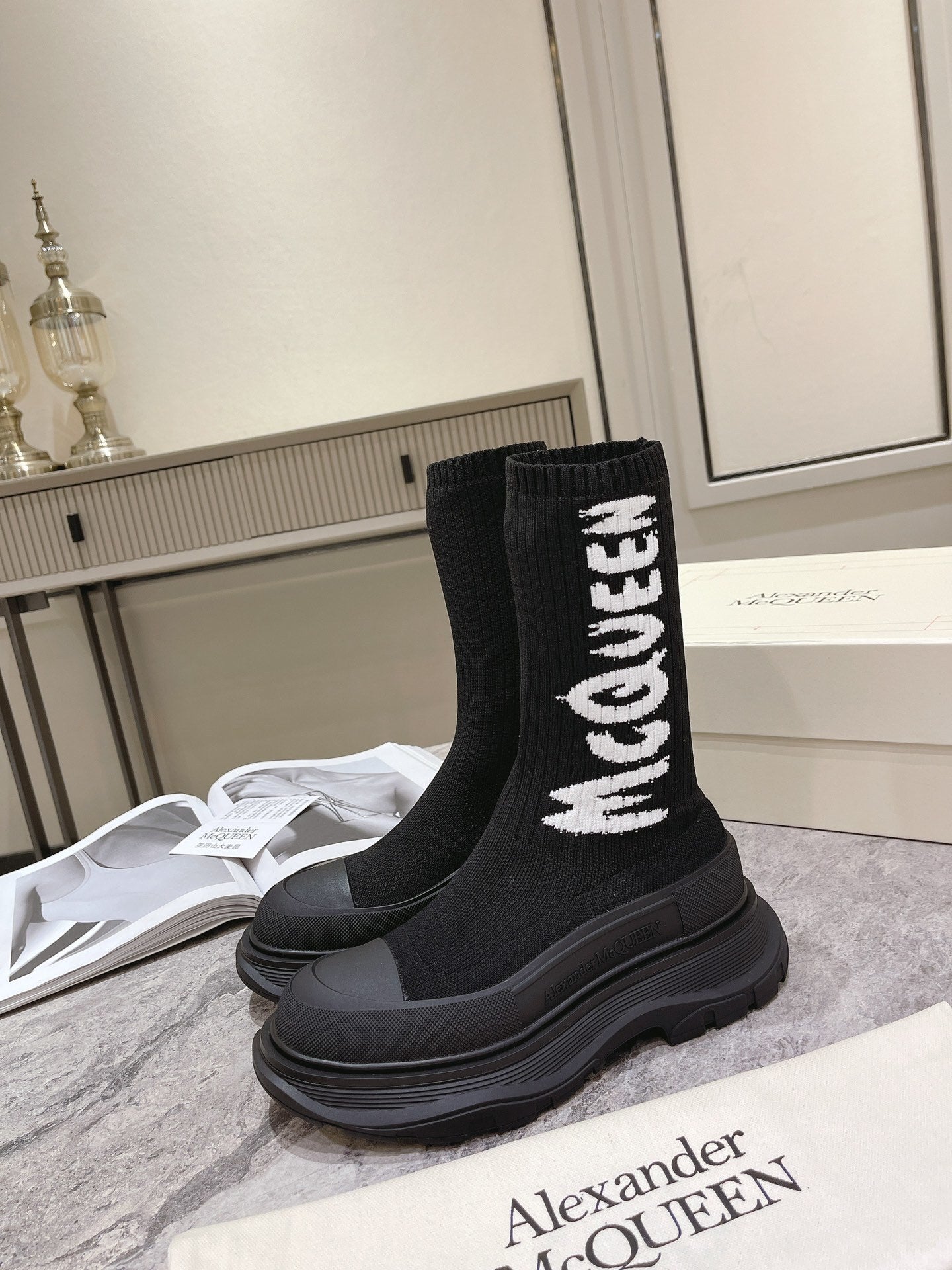 McQueen Graffiti Tread Slick Boots