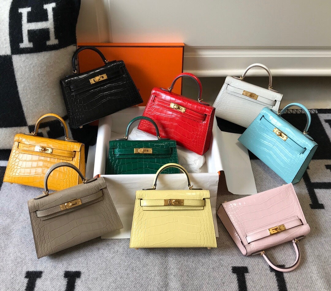 Hermès Kelly Mini 20 Black Shiny Alligator Gold Hardware