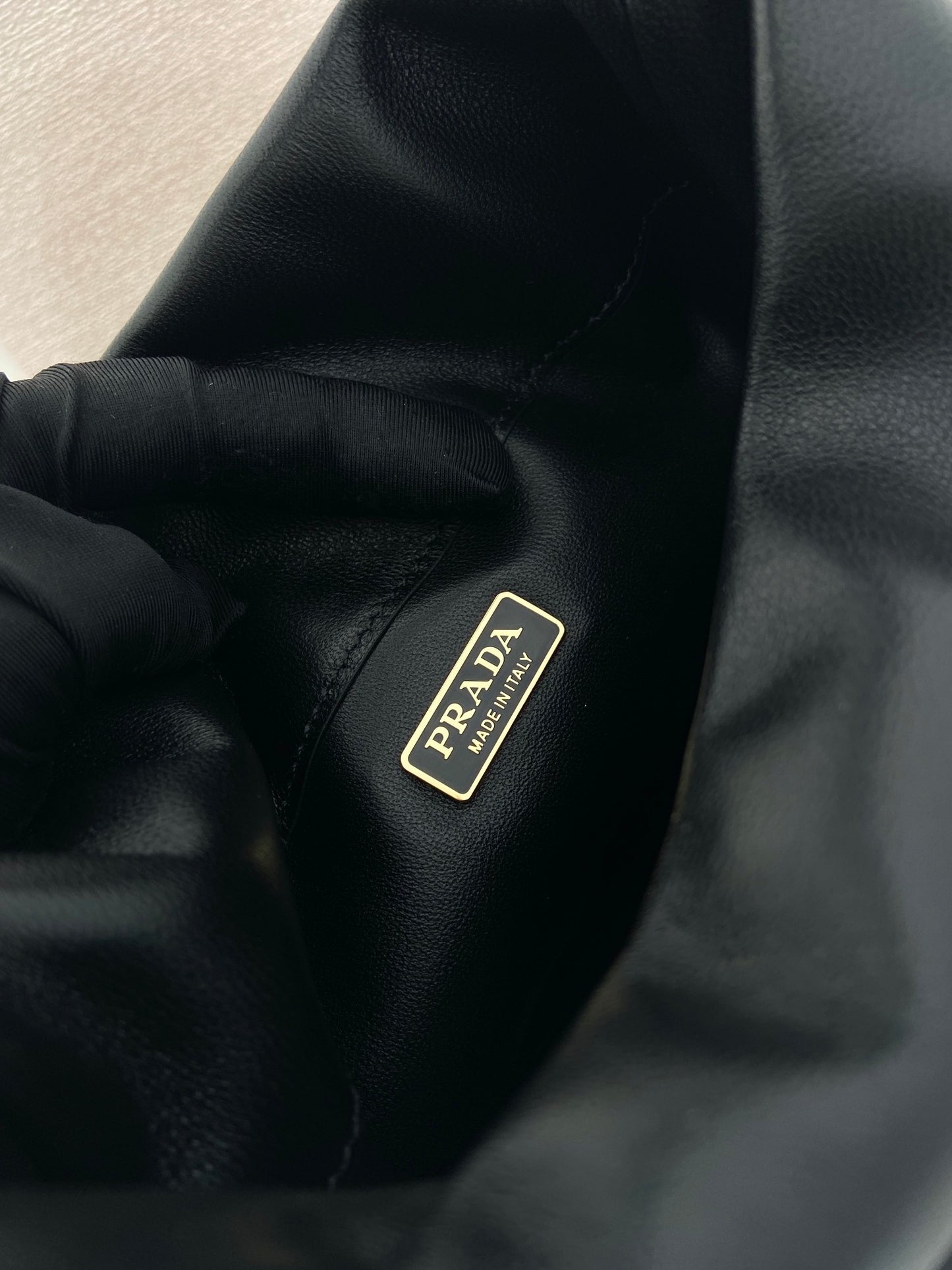 Prada Petit Sac Noir Nappa Leather Mini Bucket Bag