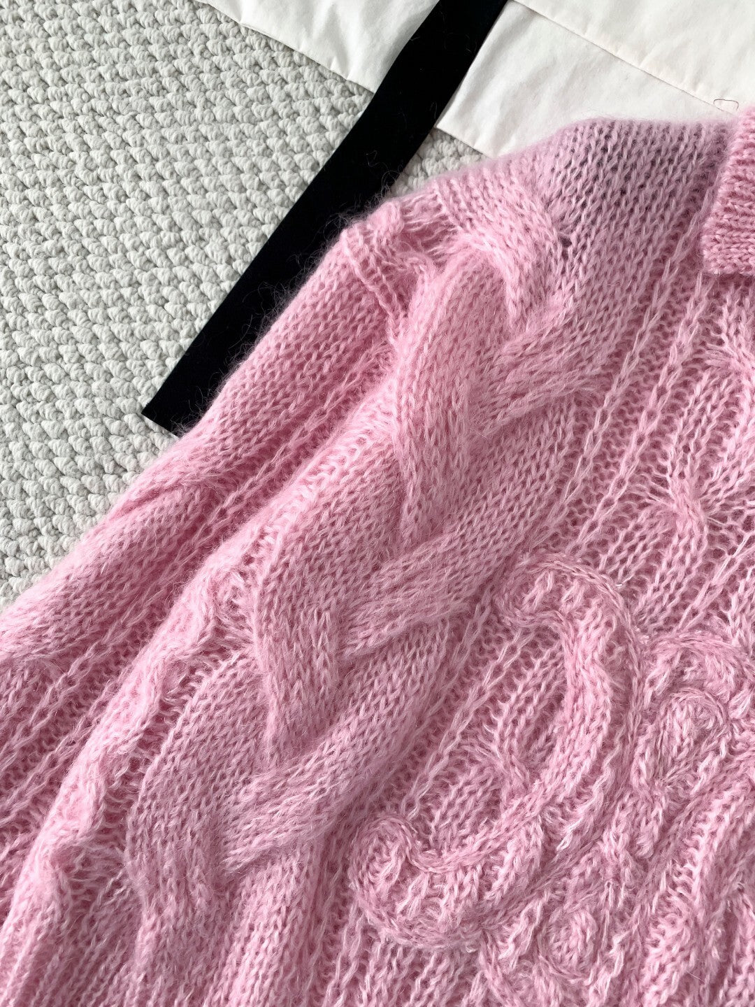 Top-Grade Mohair & Wool Embroidered Sweater Fabric