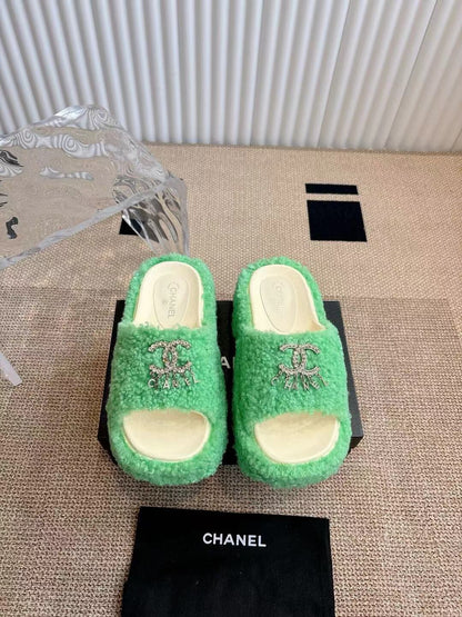 CHANEL 2025 Rhinestone Platform Slingback Sandals