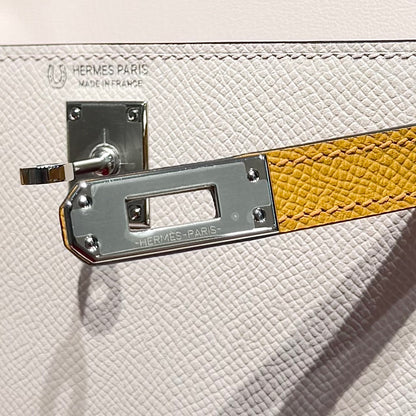 Hermès Kelly Mini 20 Craie & Mauve Pale Epsom Leather Handbag