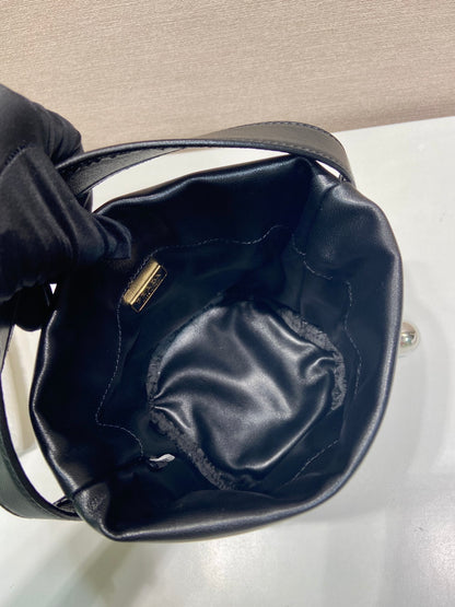 Prada Petit Sac Noir Nappa Leather Mini Bucket Bag