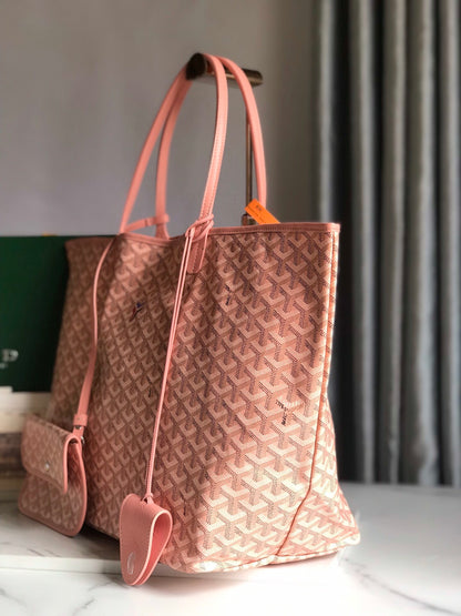 Goyard St. Louis GM Metallic Silver Goyardine Tote Bag