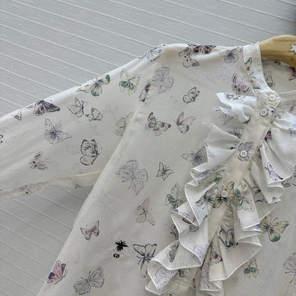 Dior Butterfly Print Silk-Cotton Shirt Early Spring
