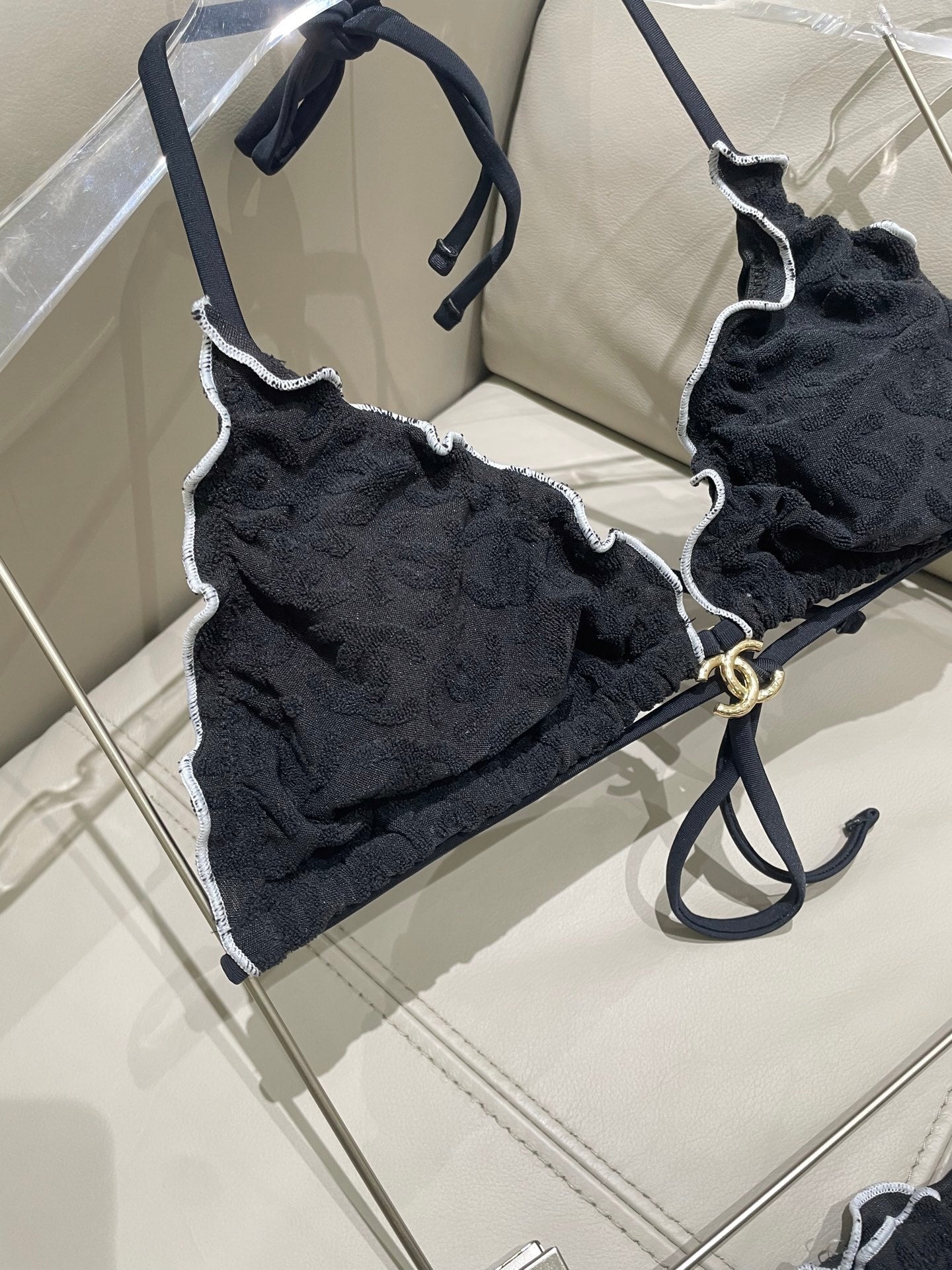 Flattering One-Piece Bikini Subtle Pattern Slimming