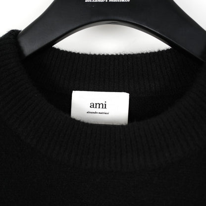 Ami Alpaca Wool White Heart Crew Neck Pullover