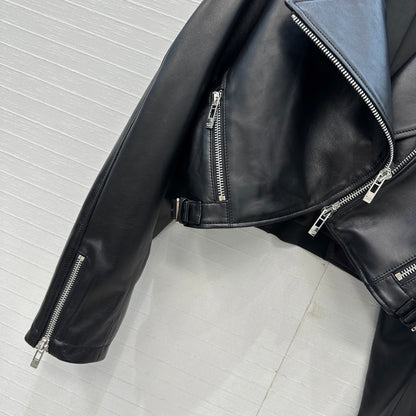 Ultra-Short 100% Lambskin Moto Jacket