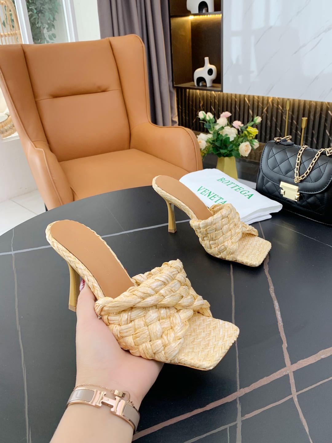 Genuine Leather Women’s Woven Slippers