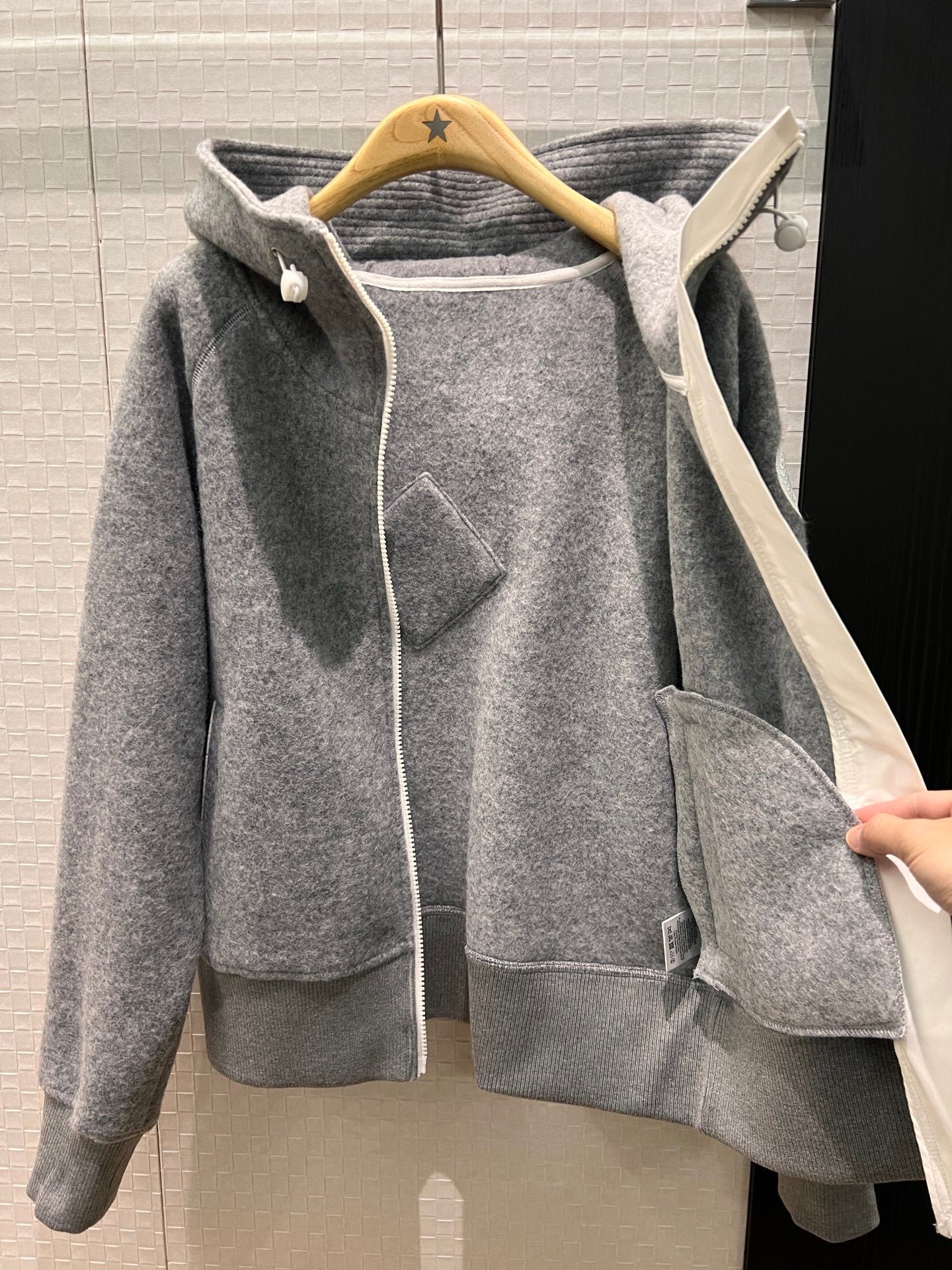 Winter Goose Wool Hooded Jacket Classic Logo