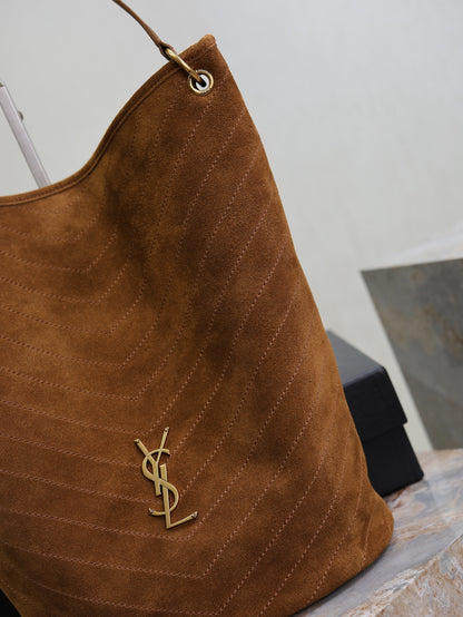 Saint Laurent Niki Suede Bucket Bag in Brown