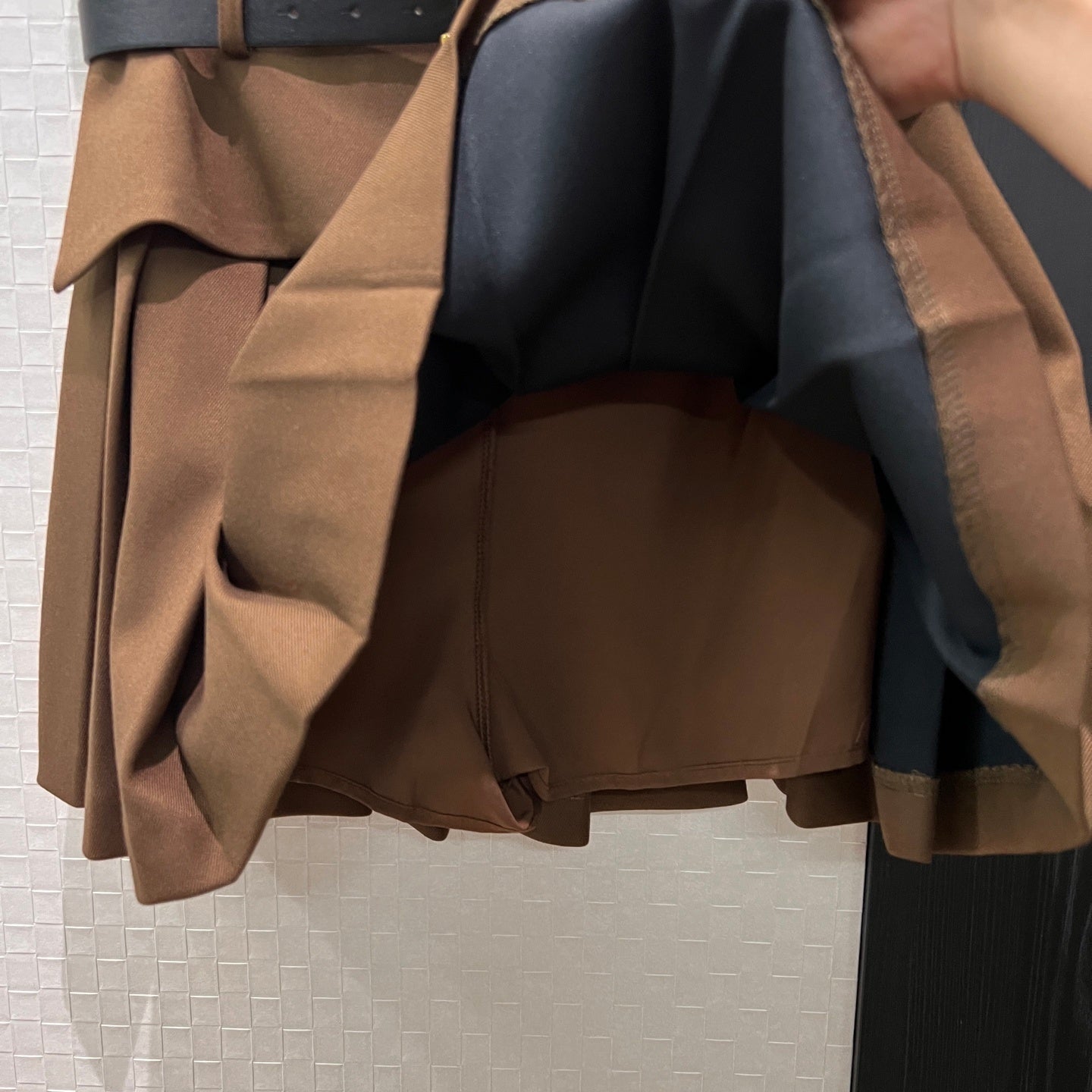 Patchwork Ruffled Pleated Midi Skirt Faux Two-Piece