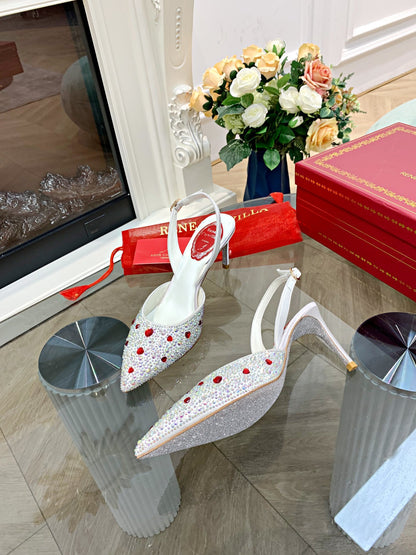 Rene Caovilla RC2021 Crystal High-Heeled Sandals