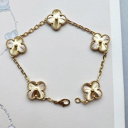 Clover 5 Motif Gold Bracelet