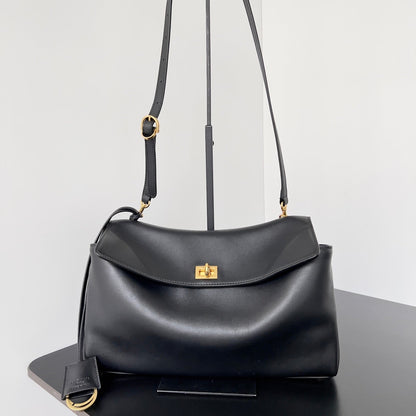Rodeo Medium Black Leather Handbag for Women