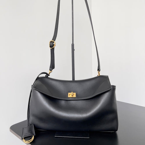 Rodeo Medium Black Leather Handbag for Women
