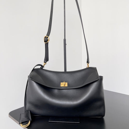 Rodeo Medium Black Leather Handbag for Women
