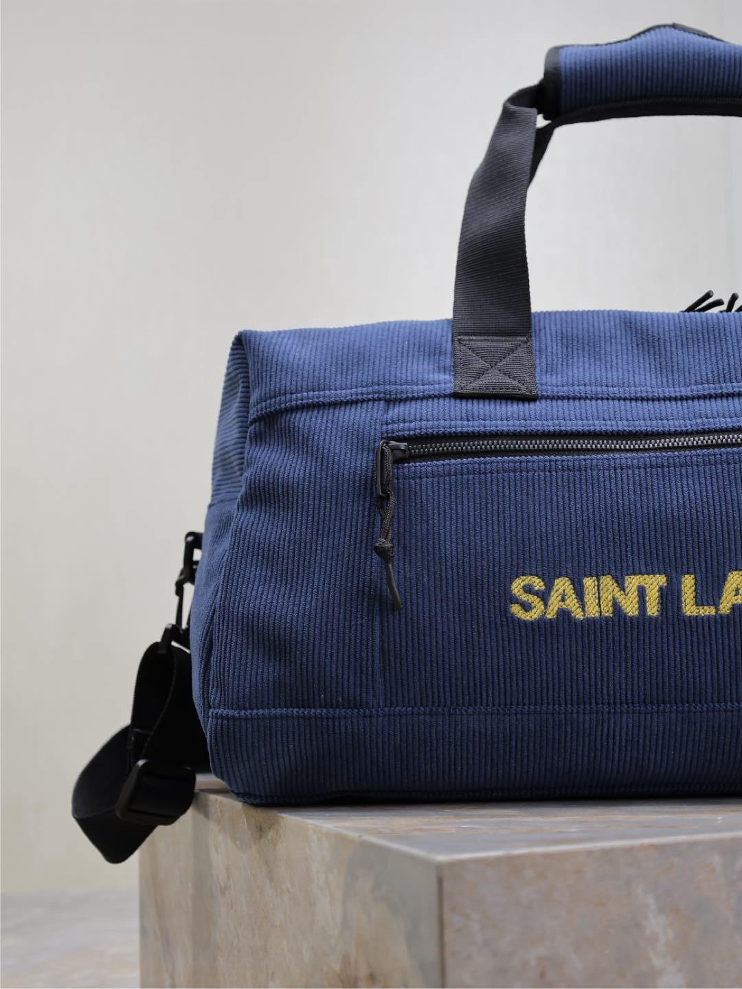 Saint Laurent Nuxx Logo-Embroidered Corduroy Duffle Bag