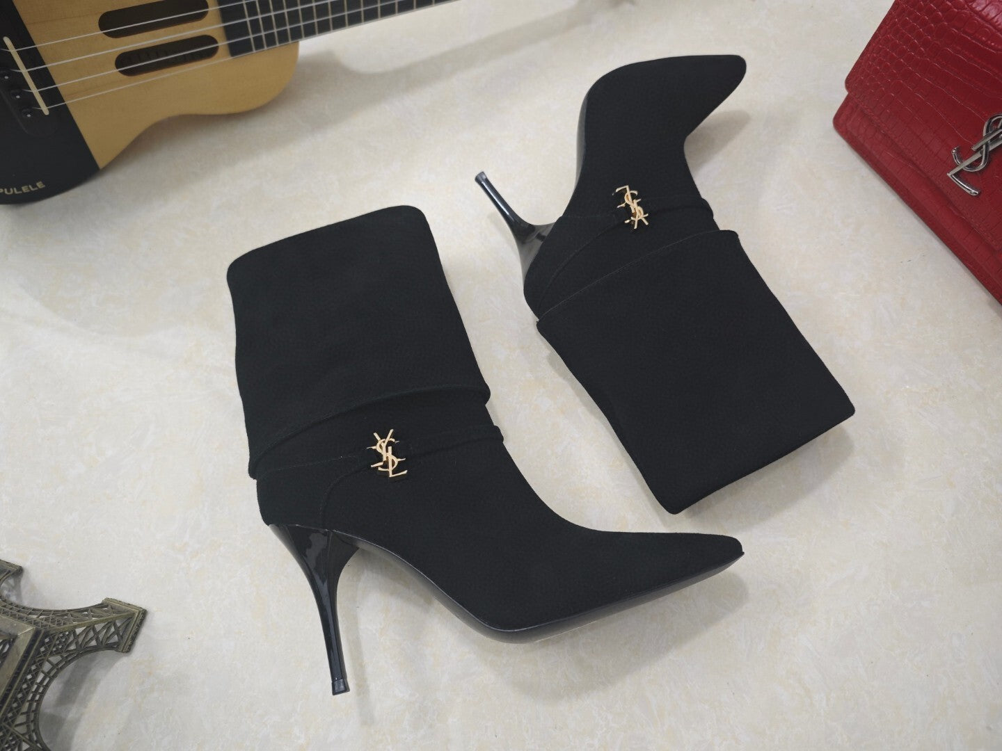 W144 Saint Laurent YSL High-Heeled Boots