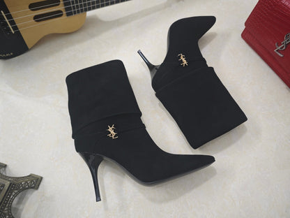 W144 Saint Laurent YSL High-Heeled Boots