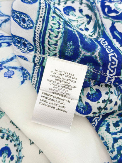 Autumn/Winter Silk Printed V-Neck Long Dress