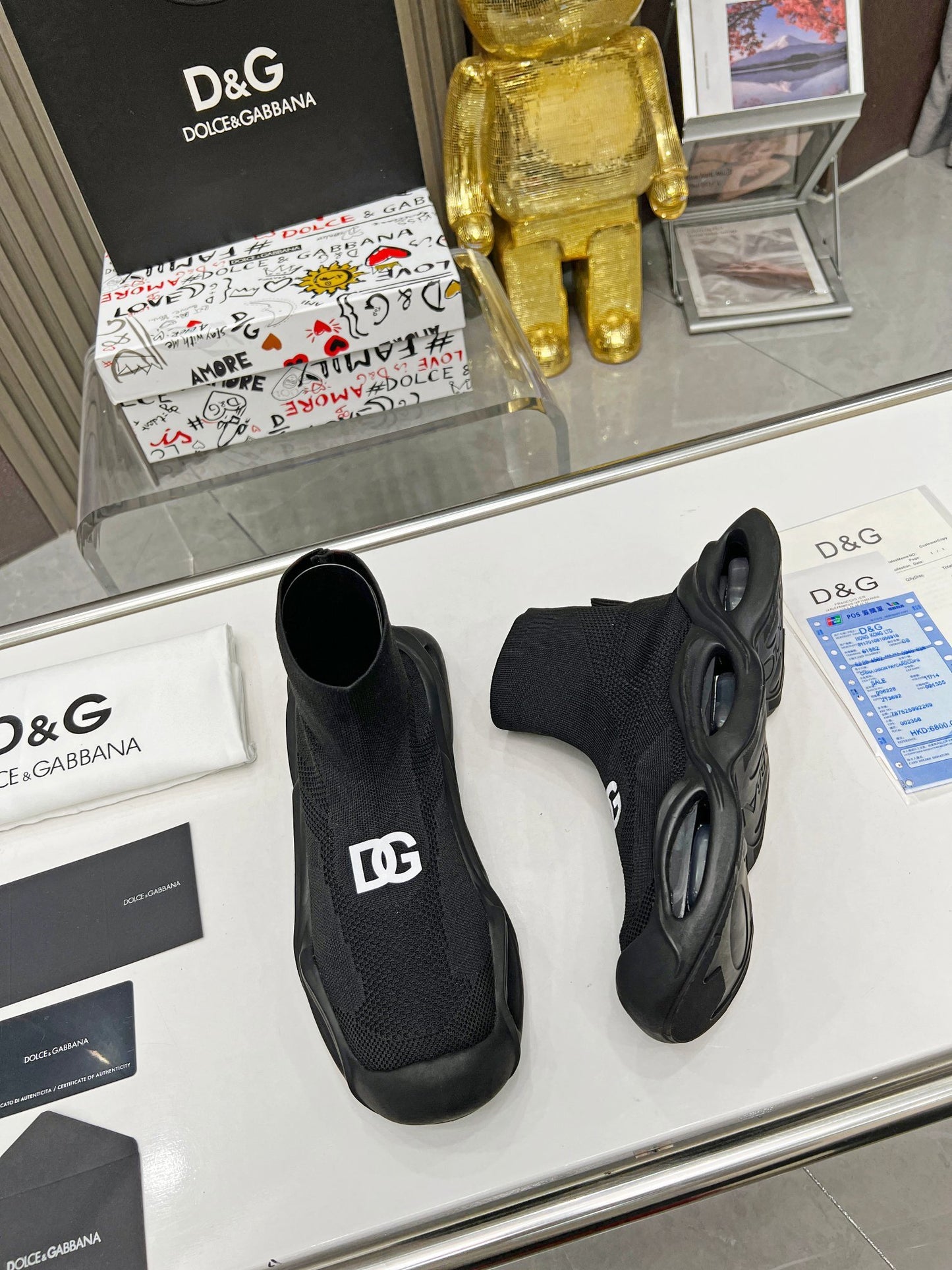 Dolce & Gabbana Wave Series Couple’s Knit Sock Sneakers