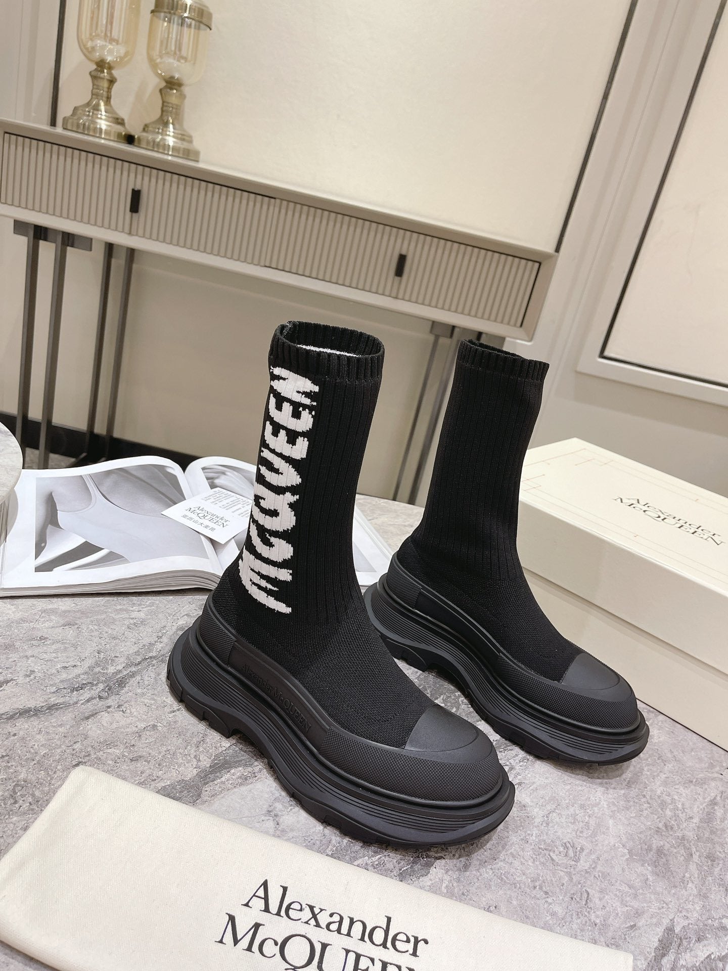 McQueen Graffiti Tread Slick Boots