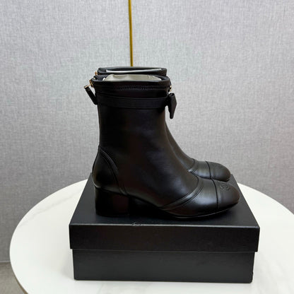 CHANEL 2025 Sheepskin Crystal-Lined Boots