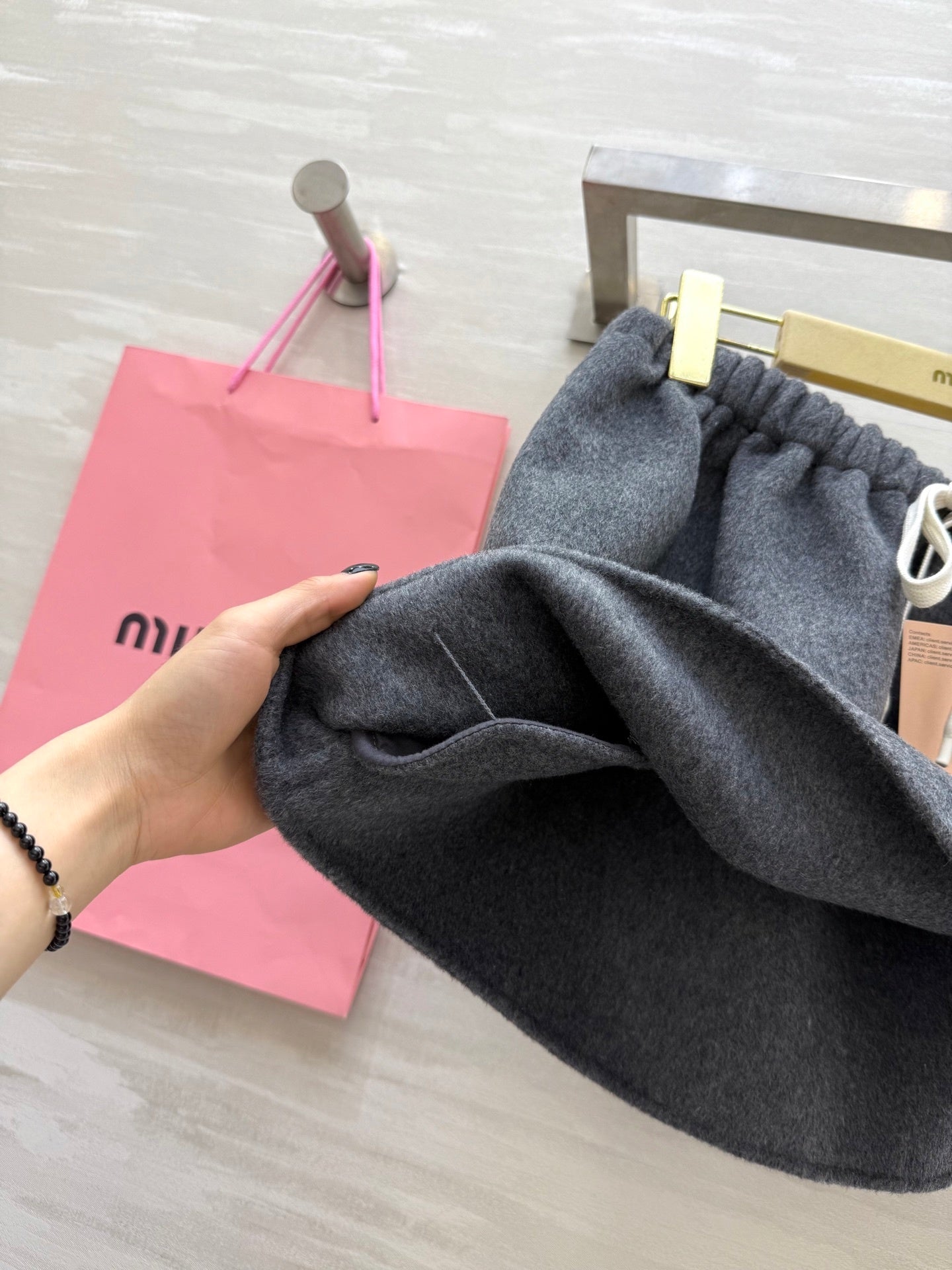 Miu Double-Faced Wool Midi Skirt