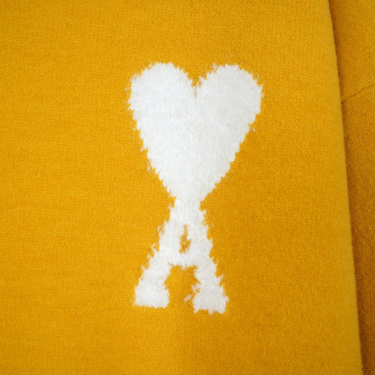 Ami Alpaca Wool White Heart Crewneck Sweater Unisex