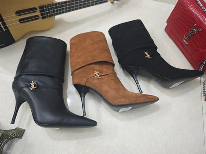 W144 Saint Laurent YSL High-Heeled Boots