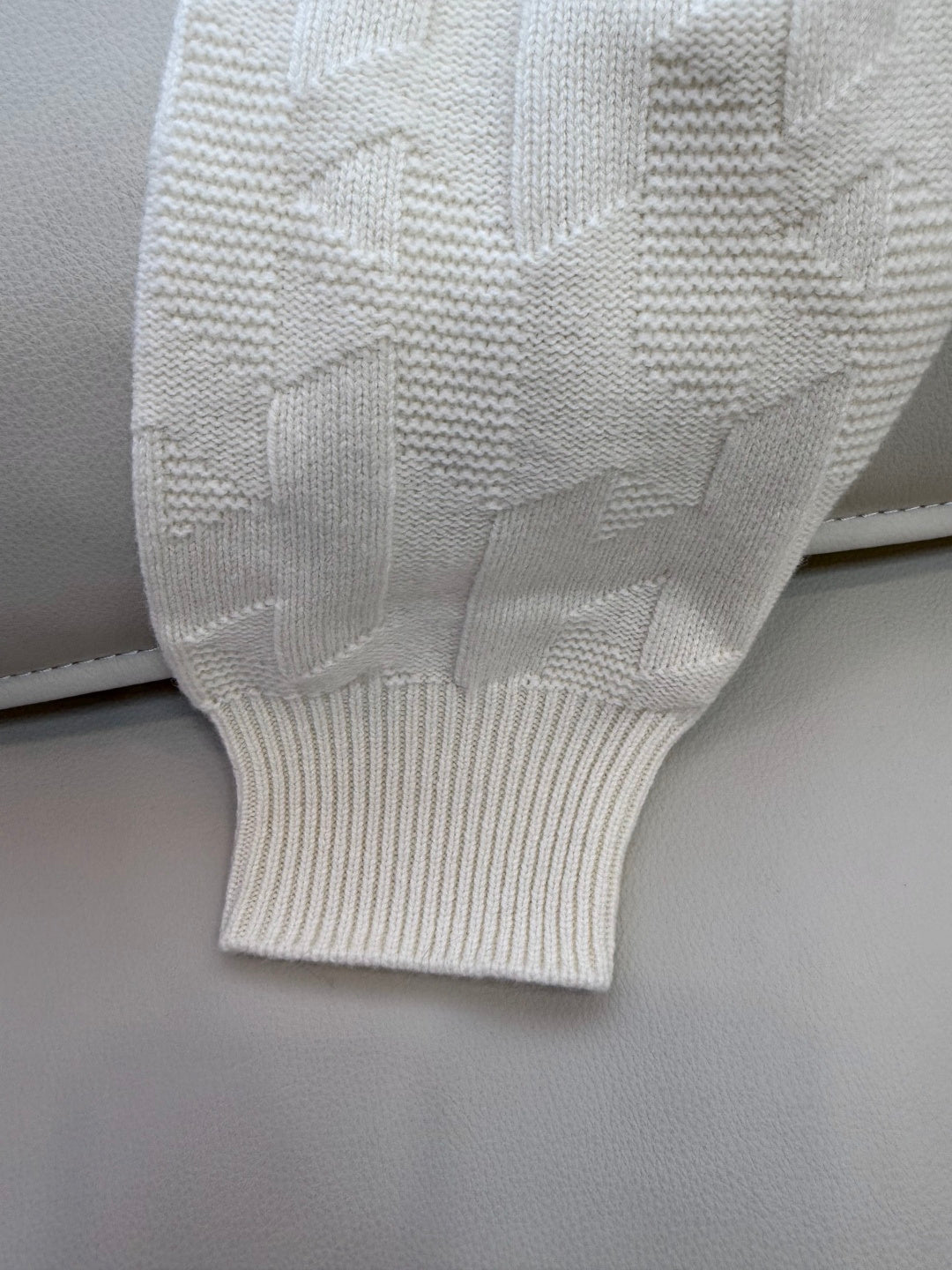 Hermes 100% Wool Coat Knitwear Blue, White & Brown