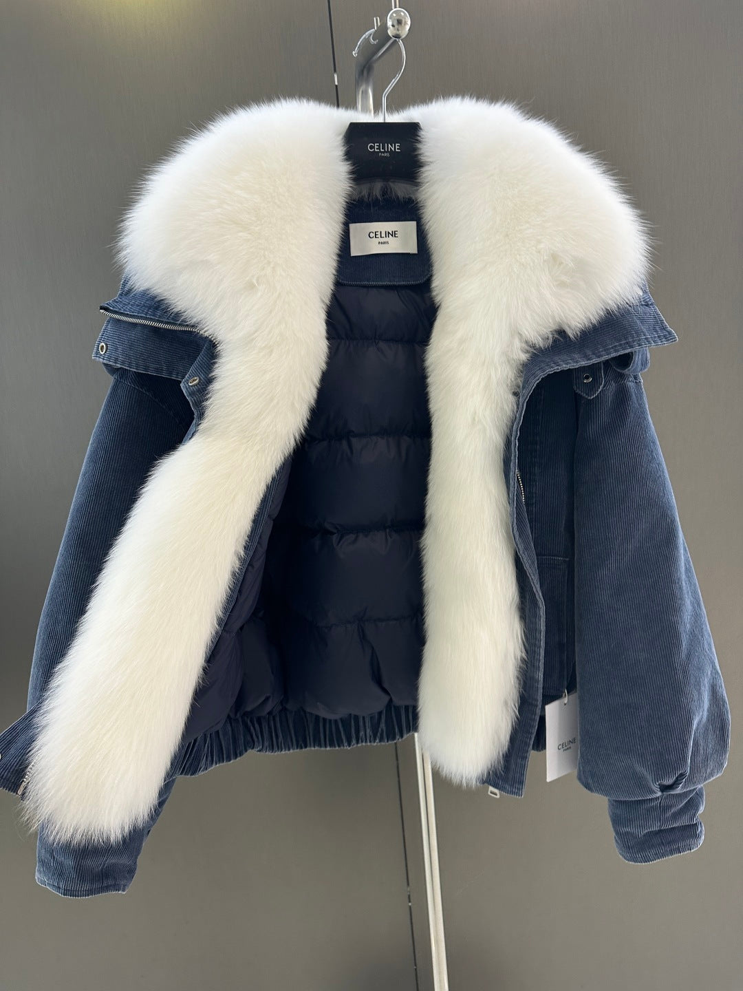 Winter Down Jacket with Imported White Fox Fur Collar