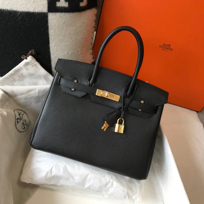 Hm Birkin 30cm Black Togo Leather Gold Hardware