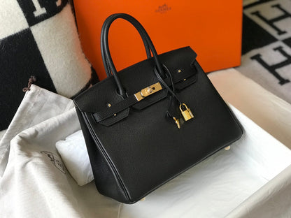 Hm Birkin 30cm Black Togo Leather Gold Hardware