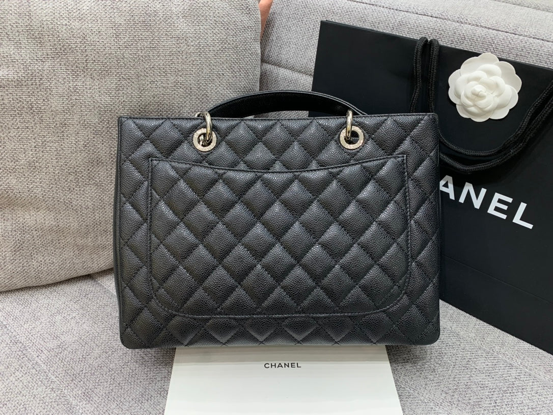 CC Grand Shopping Tote Bag 34cm Black Caviar Silver Hardware
