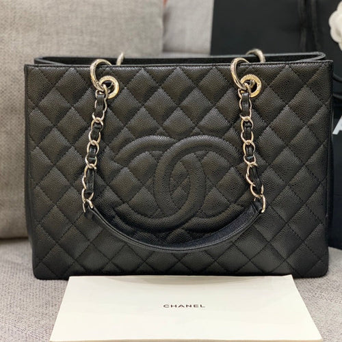 CC Grand Shopping Tote Bag 34cm Black Caviar Silver Hardware