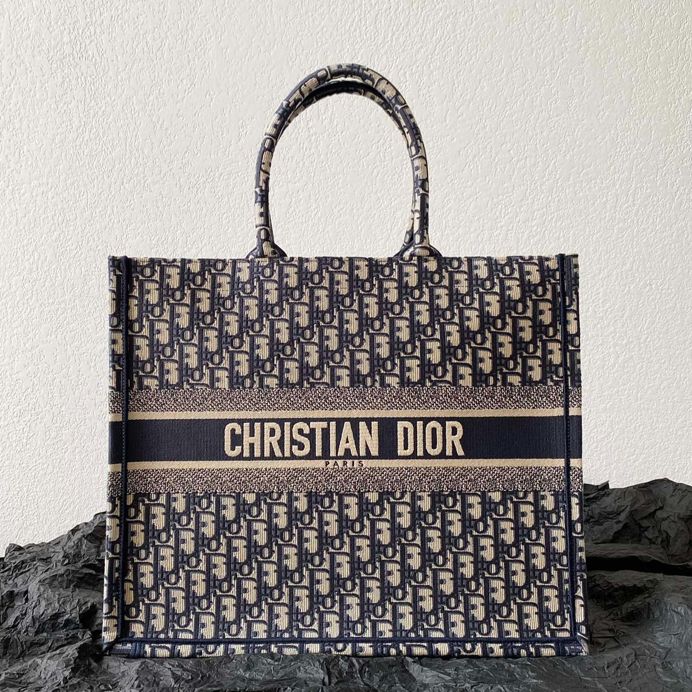 CD Large Book Tote 42cm Oblique Embroidery Calfskin