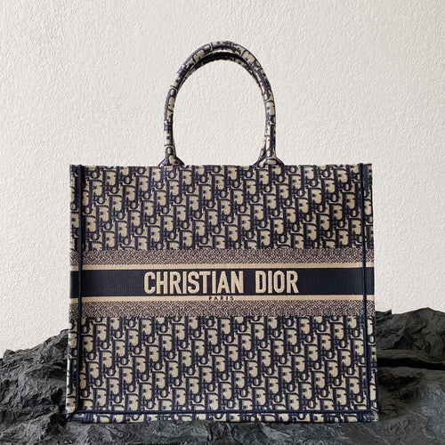 CD Large Book Tote 42cm Oblique Embroidery Calfskin