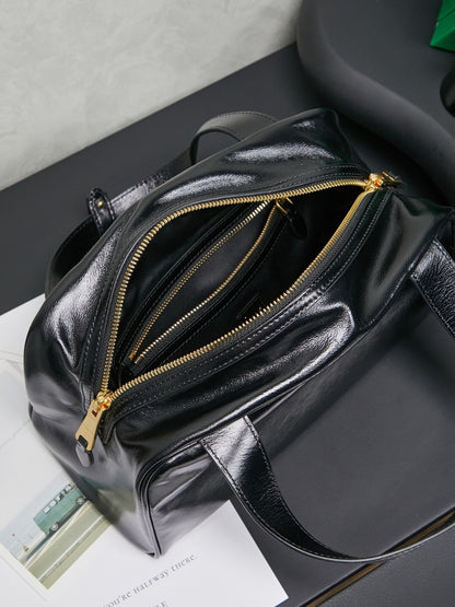 Women’s Black Leather Top-Handle Bag