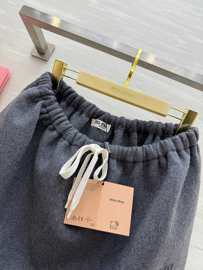 Miu Double-Faced Wool Midi Skirt