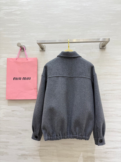 Double-Faced Wool Jacket Retro Preppy Elegance