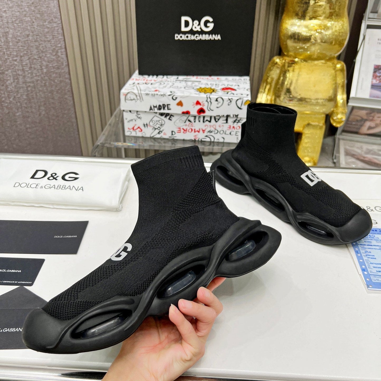 Dolce & Gabbana Wave Series Couple’s Knit Sock Sneakers