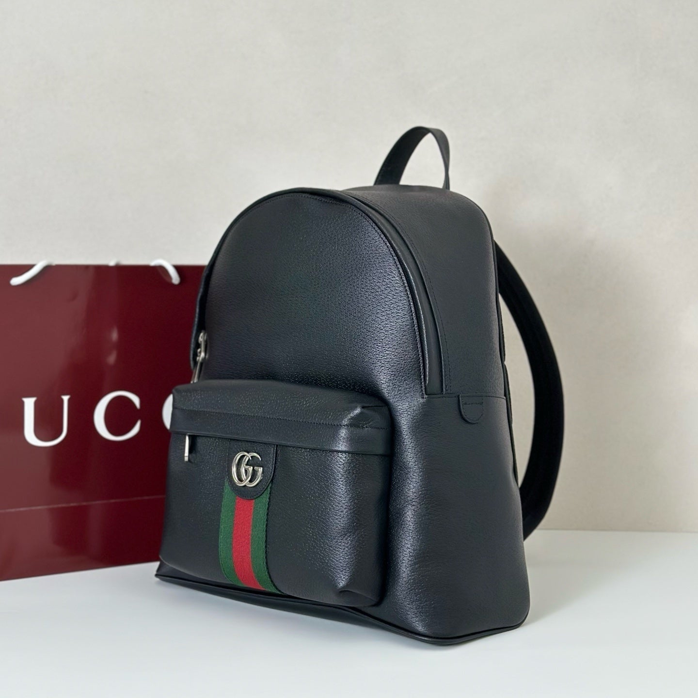 Gucci Ophidia Medium Backpack in Black Soft Leather Bag