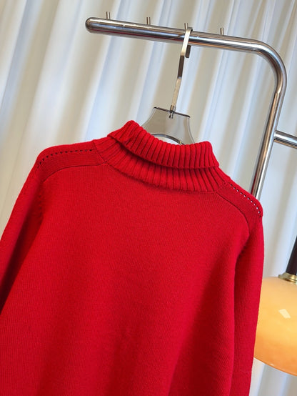 Winter Embroidered Arc de Triomphe Wool Turtleneck