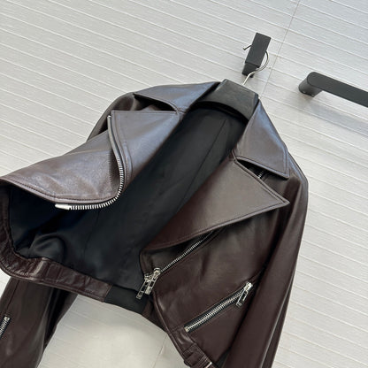 Ultra-Short 100% Lambskin Motorcycle Jacket