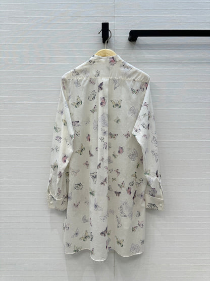 Dior Butterfly Print Silk-Cotton Shirt Early Spring