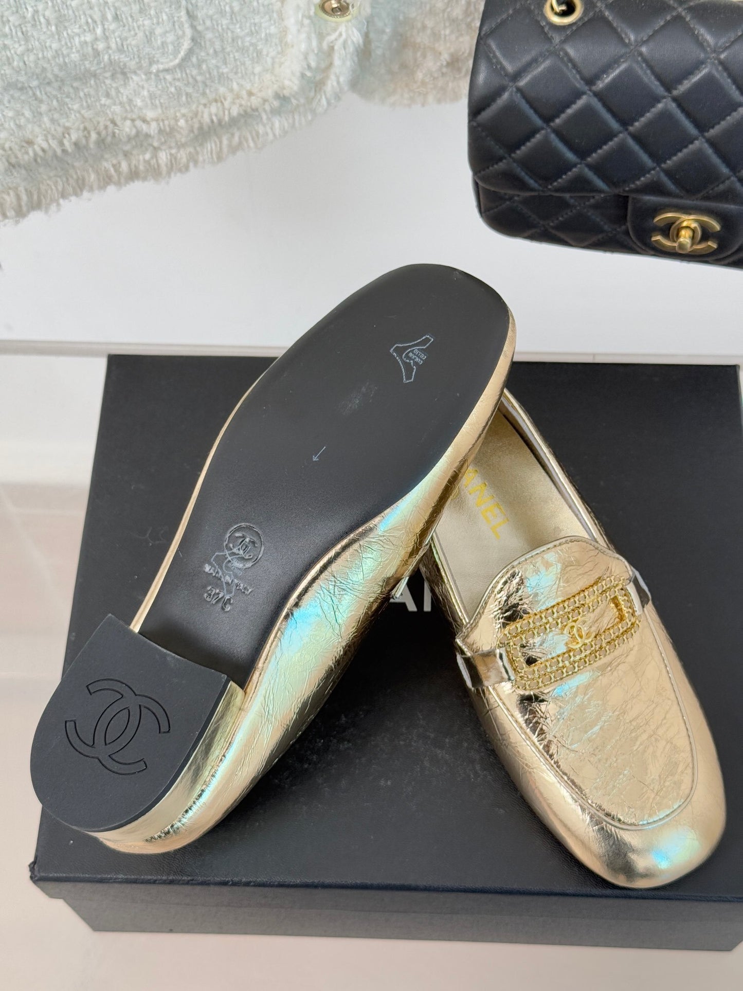 CHANEL 25C Double C Chain Buckle Chunky Heel Loafers