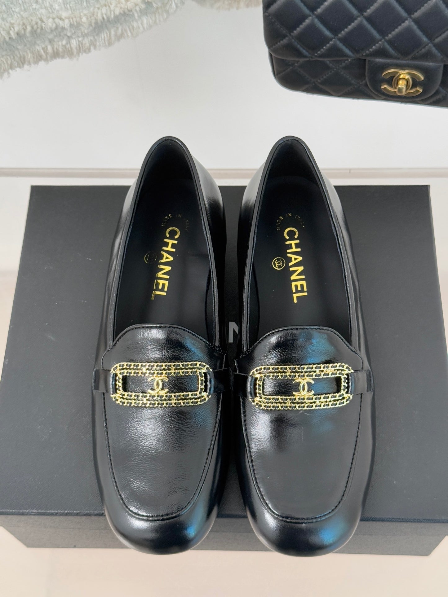 CHANEL 25C Double C Chain Buckle Chunky Heel Loafers