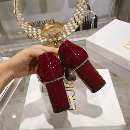 Dior W184 D2023 Women's Chunky Heel Square Toe Shoes